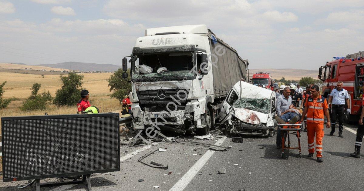 "Afyonkarahisar’da tır ile hafif ticari araç çarpıştı: 2 yaralı" başlıklı haber için fotorealistik,