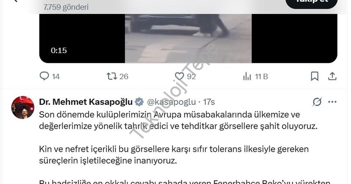 "Eski Bakan Kasapoğlu'ndan Sırp Taraftarların Irkçı Eylemine Tepki" başlıklı haber için fotorealisti