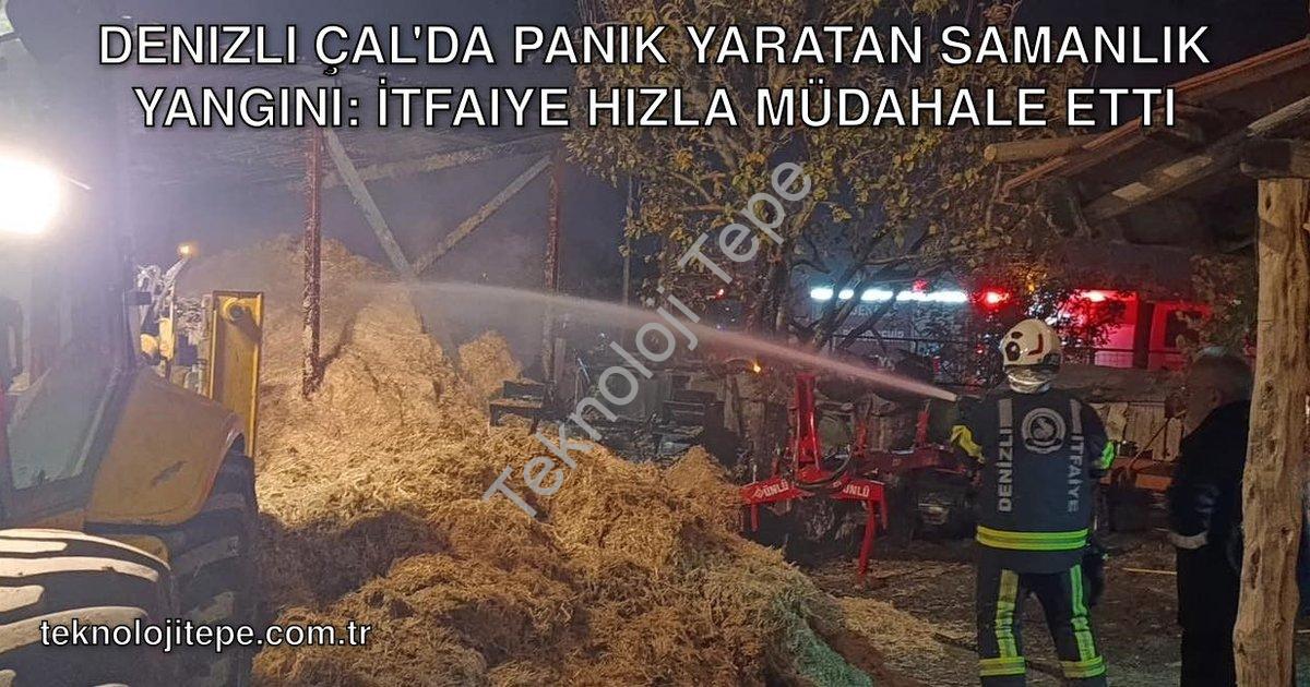 "Denizli Çal'da Panik Yaratan Samanlık Yangını: İtfaiye Hızla Müdahale Etti" başlıklı haber için fot