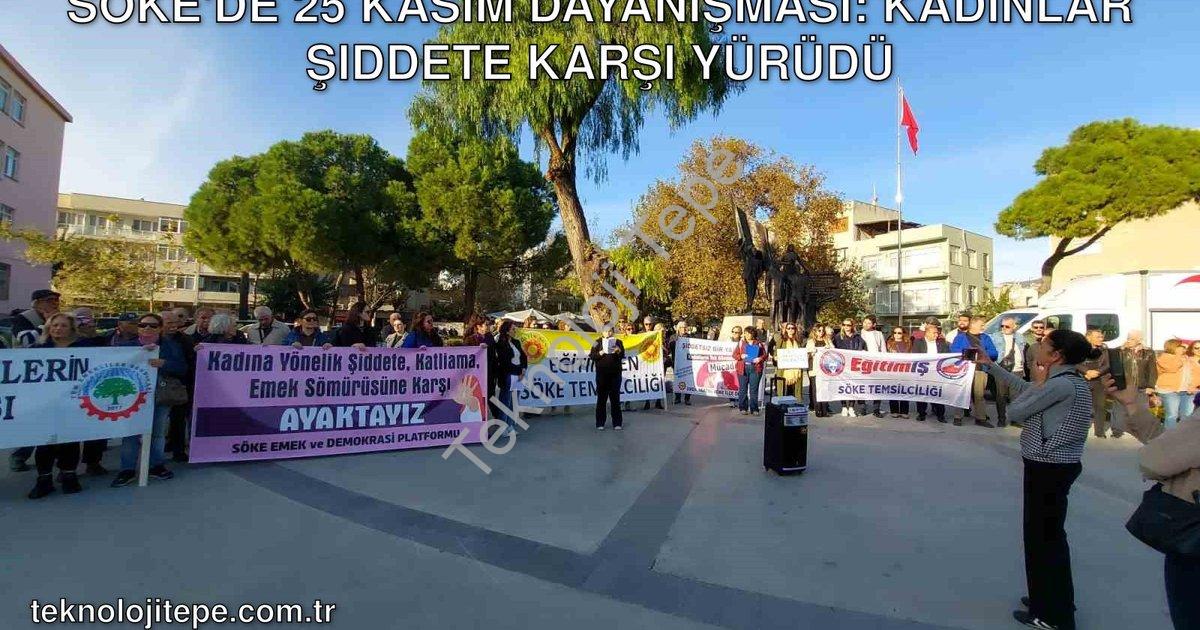 "Söke'de 25 Kasım Dayanışması: Kadınlar Şiddete Karşı Yürüdü" başlıklı haber için fotorealistik, pro